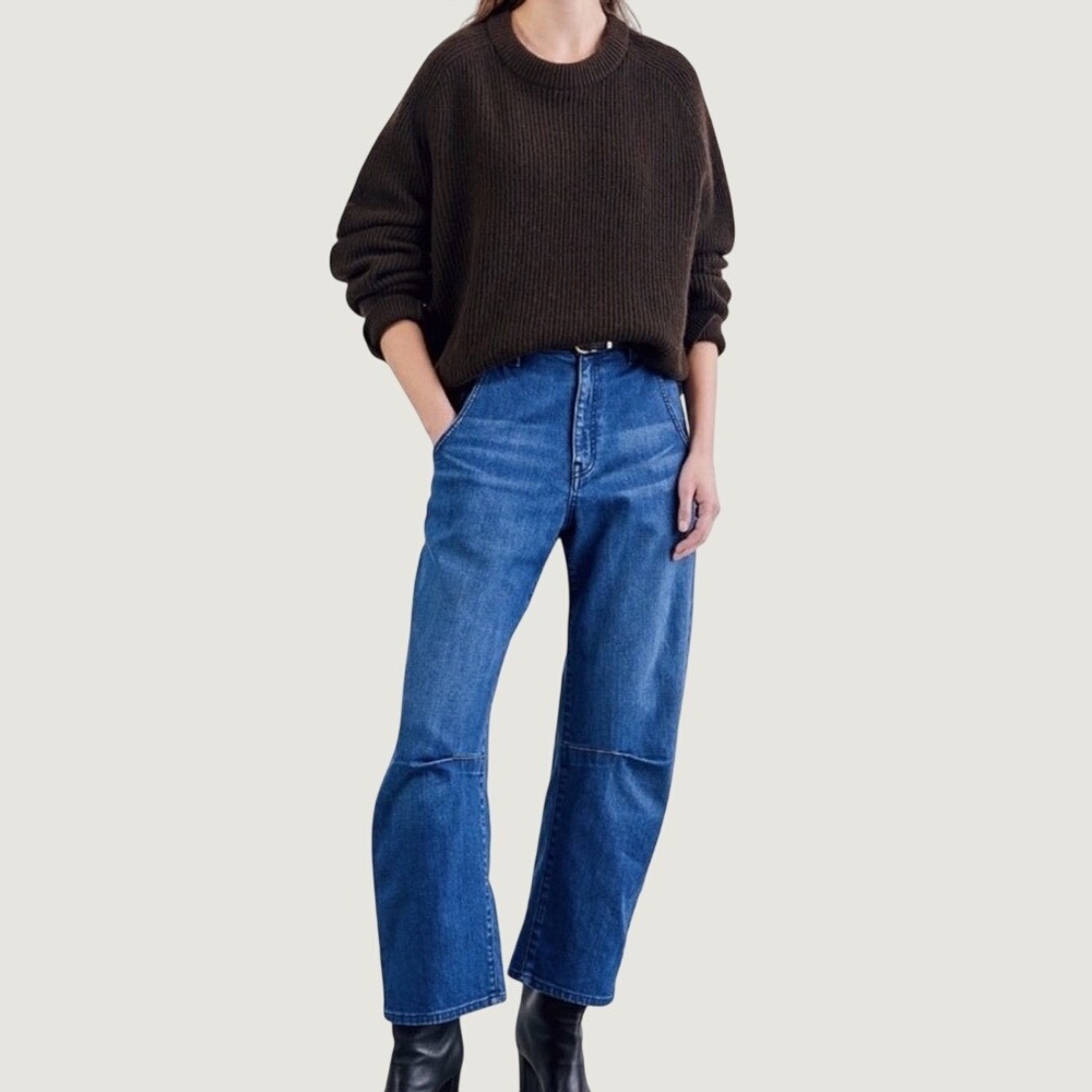 Nili Lotan Emerson Barrel Leg Jeans Dark Wash Denim Blue Womens 29
